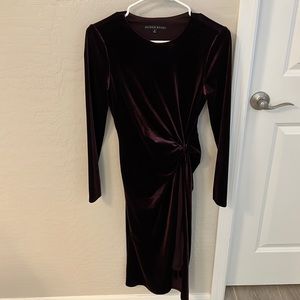 ANTONIO MELANI Velvet Midi Dress in Deep Burgundy